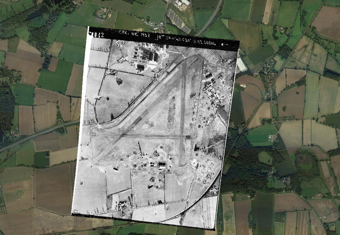 RAF Snetterton Aerial Photo from Google Maps with overlayed Aerial Photo